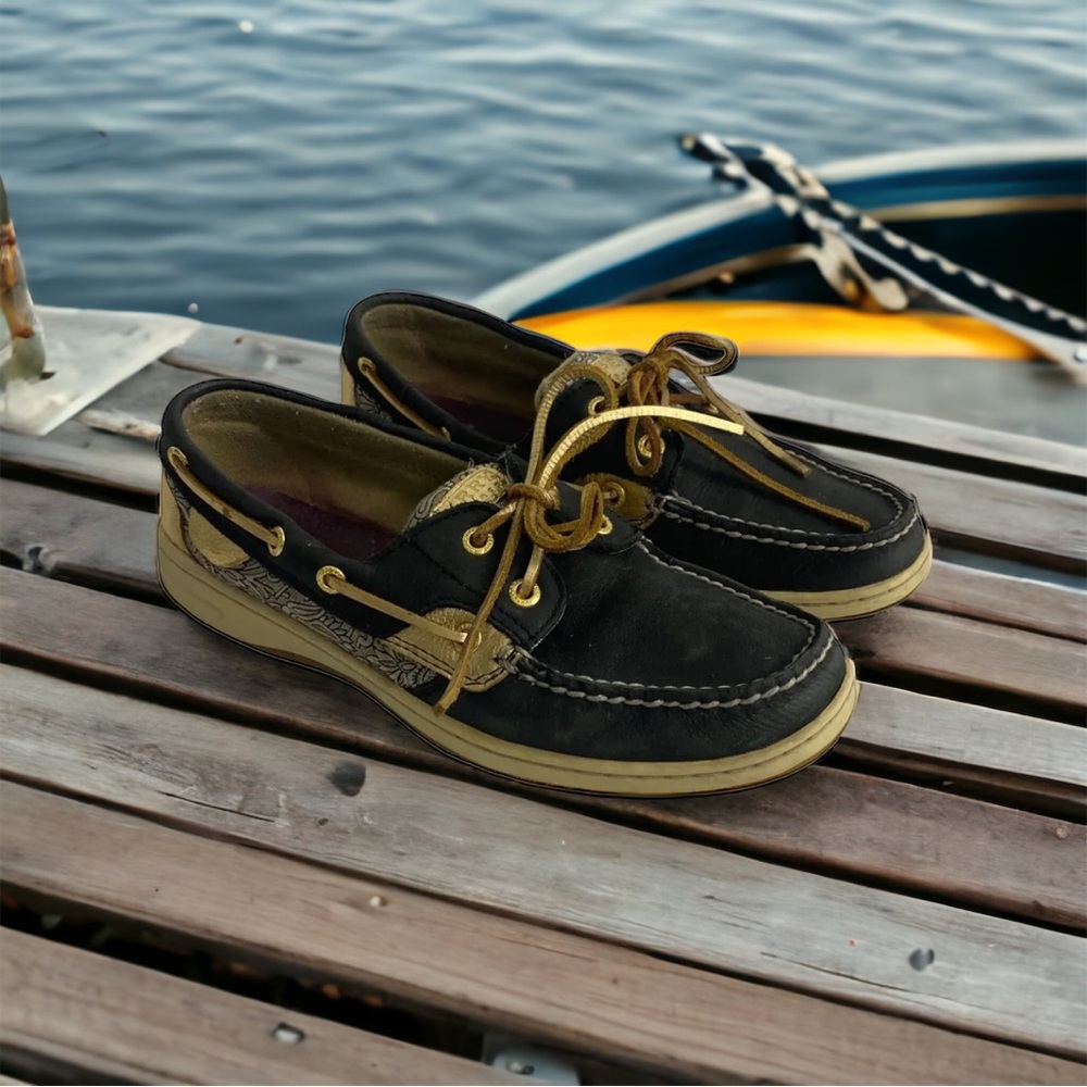 Sperry Womens Shoes Size 9 Top-Sider Bluefish Boat Shoes s Blue Gold Paisley